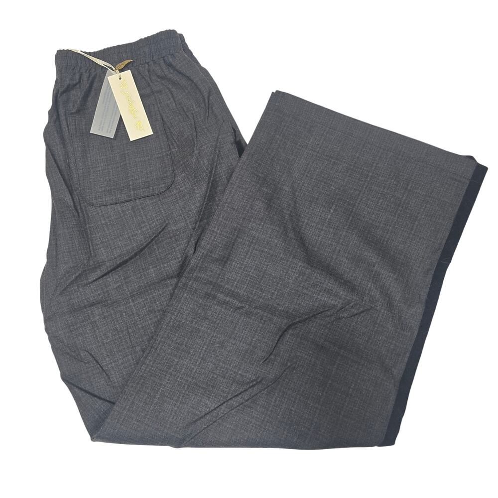 Gold Hawk Gray Wool Blend Pants Velvet Tuxedo Stripe Elastic Waist S